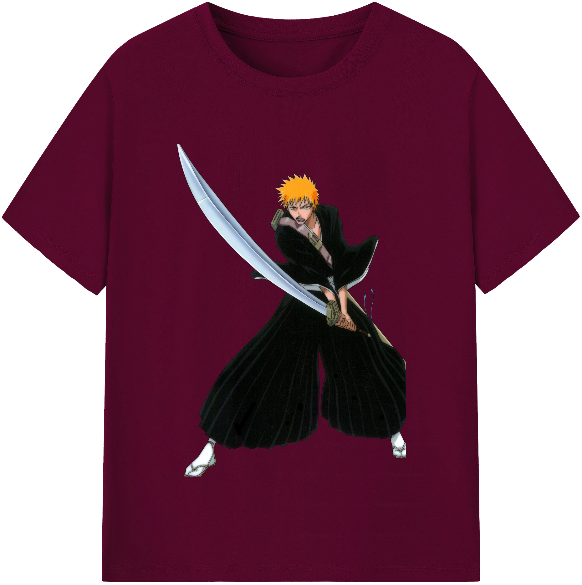 （画像用） ブリーチ 黒崎一護（くろさき いちご）BLEACH Kurosaki Ichigo レディースカジュアルプリントTシャツ（綿100％）